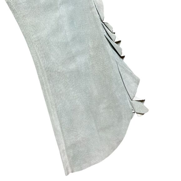 JAZMIN CHEBAR Suede Flared Pants with Ruffle Detail Light Green Size 3 - Picture 6 of 10